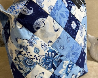Quilted Cotton Tote Bag | Reversible Midi Market Bag