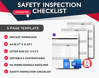 Safety Inspection Safety Checklist Occupational Safety Workplace Safety OSHA Certified OSHA Violation Safety Audit Safety Compliance
