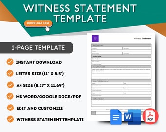 Witness Statement Template Sworn Statement Workplace Incident Witness Statement Form HR Investigation Incident Form
