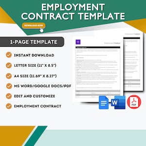 Contrato de trabajo Formulario de contrato Acuerdo de servicio Carta de oferta Acuerdo de empleado Plantilla de oferta de trabajo Contrato de trabajo temporal