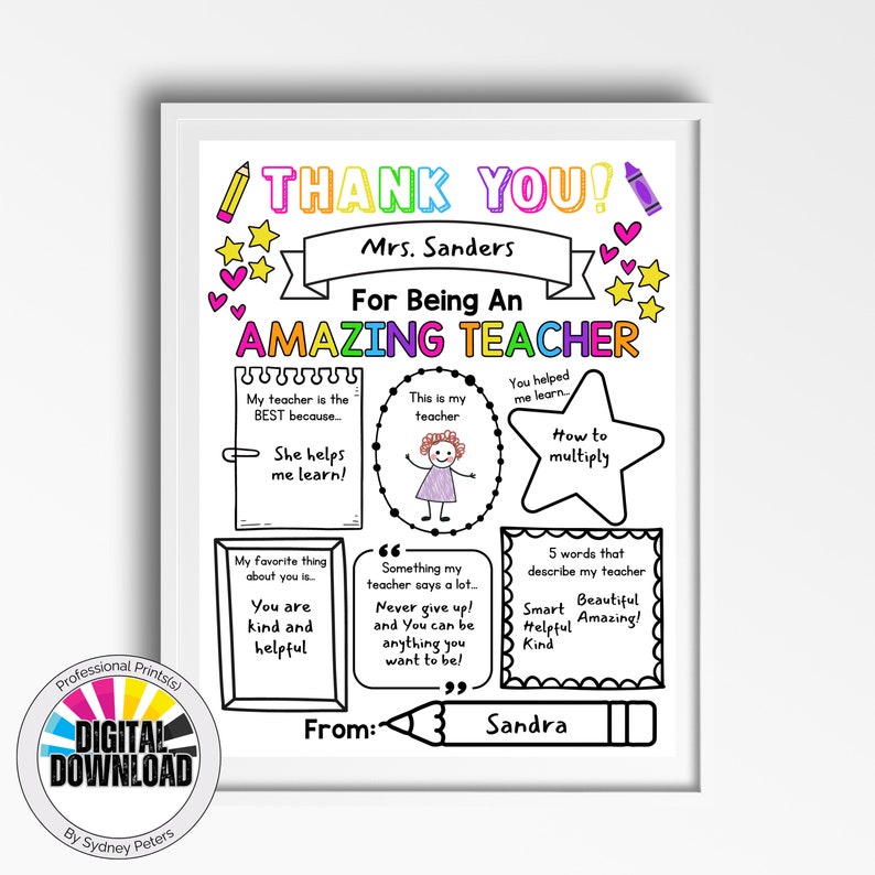 Teacher Appreciation Week Thank You Printable Teacher Appreciation Gift ...