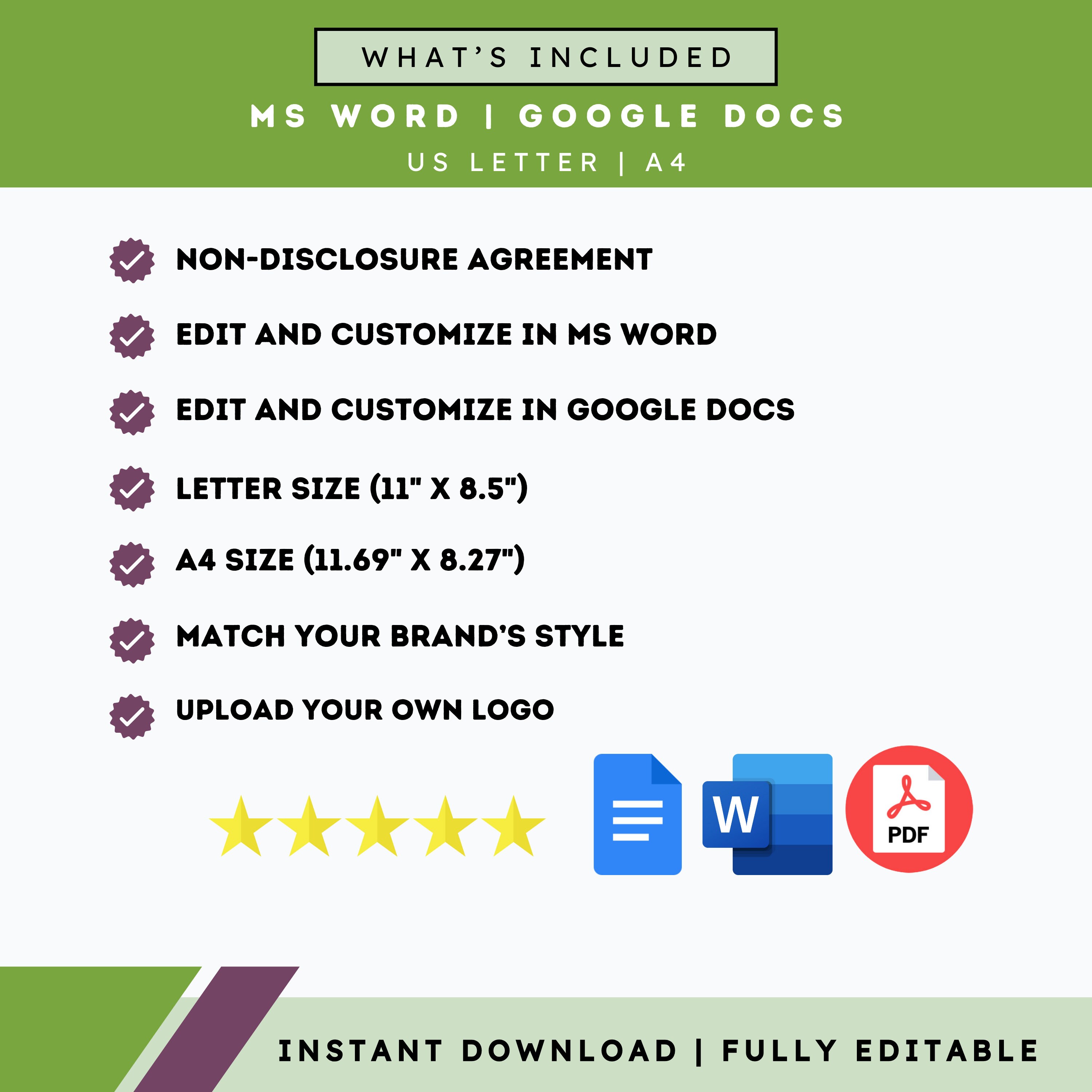 NDA Contract NDA Template NDA Form Nondisclosure Agreement Non