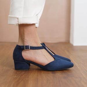 navy blue dress sandals for wedding Shoes Bride Satin Women Closed Toe Ballet Flats Evening Bridal Party Flats Ankle Strap Buckle,Navy,8.5 US the Jane sandal from Touch Ups by Benjamin Walk works as good for brunches as for elegant dinners Navy Wedding Sandals | Lace