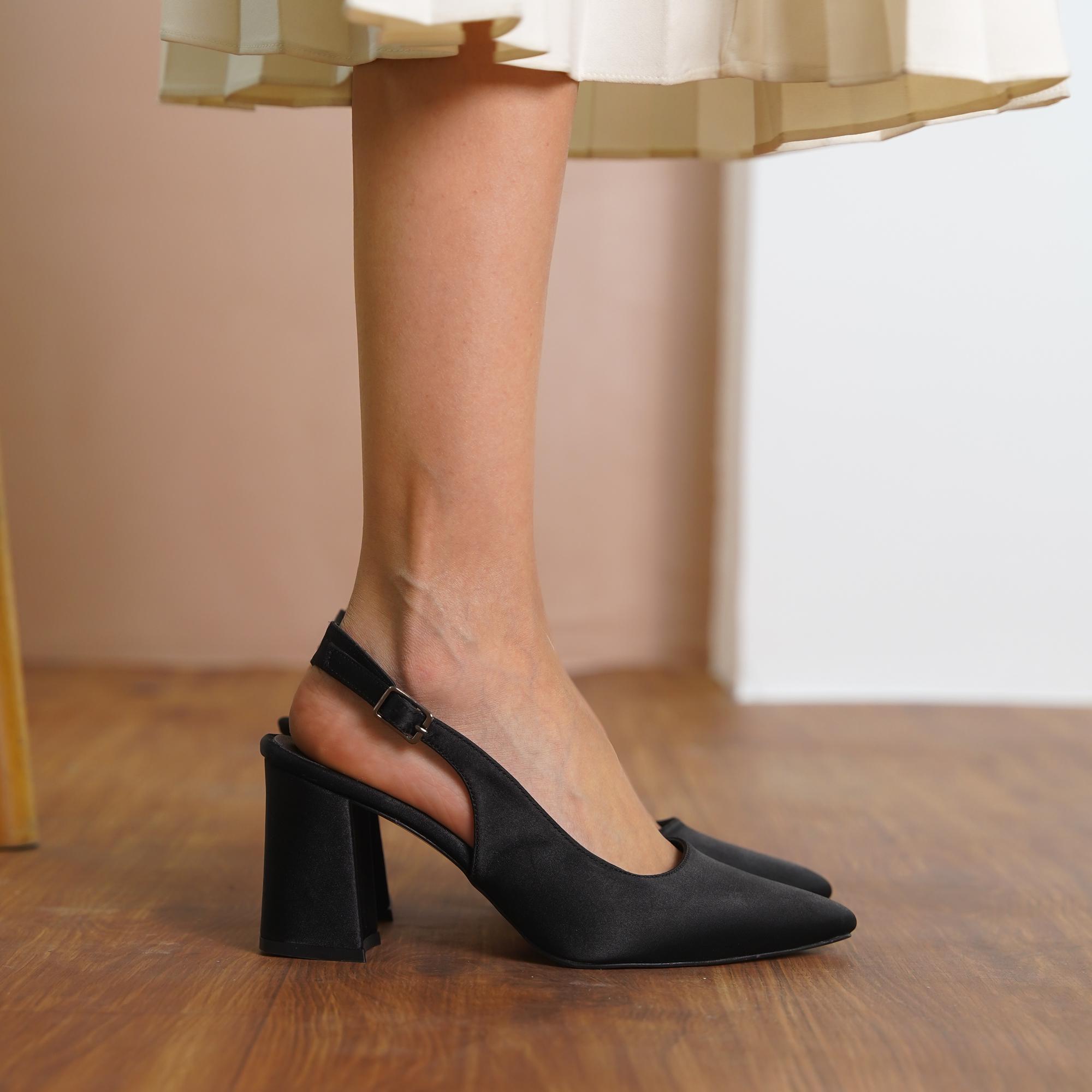 Black Wedding Heels, Silky Satin Wedding Shoes Black Wedding Heels, Silky Satin Wedding Shoes