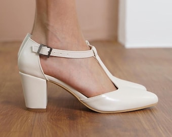 High Heels Bridal Mary Jane Shoes Madeline Ivory Lace Mary Jane