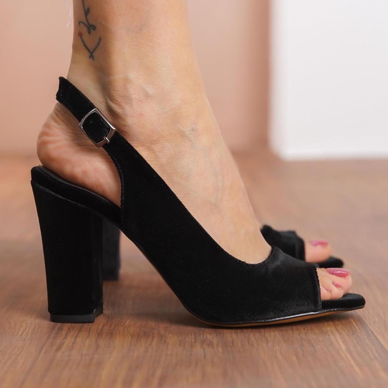 Women's Slingback Heels - Woven Chunky Heel Sandals For Women, Manmade Sole - View #13