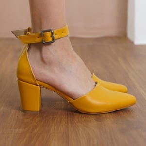 Mustard mid heel shoes best sale