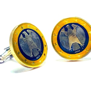 Germany coin cufflinks Euro Dollar , The eagle, the traditional symbol of German sovereignty,23mm.