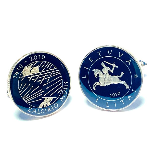 2010 Lithuania coin cufflinks , 1 Litas  , 600th Anniversary of Battle of Grunwald , Commemorative issue ,22mm..