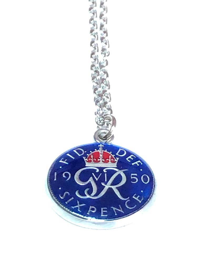 Lucky Pendant UK British Sixpence Coin 1949 1950 1951