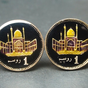 Pakistan enameled coin cufflinks 20mm image 1