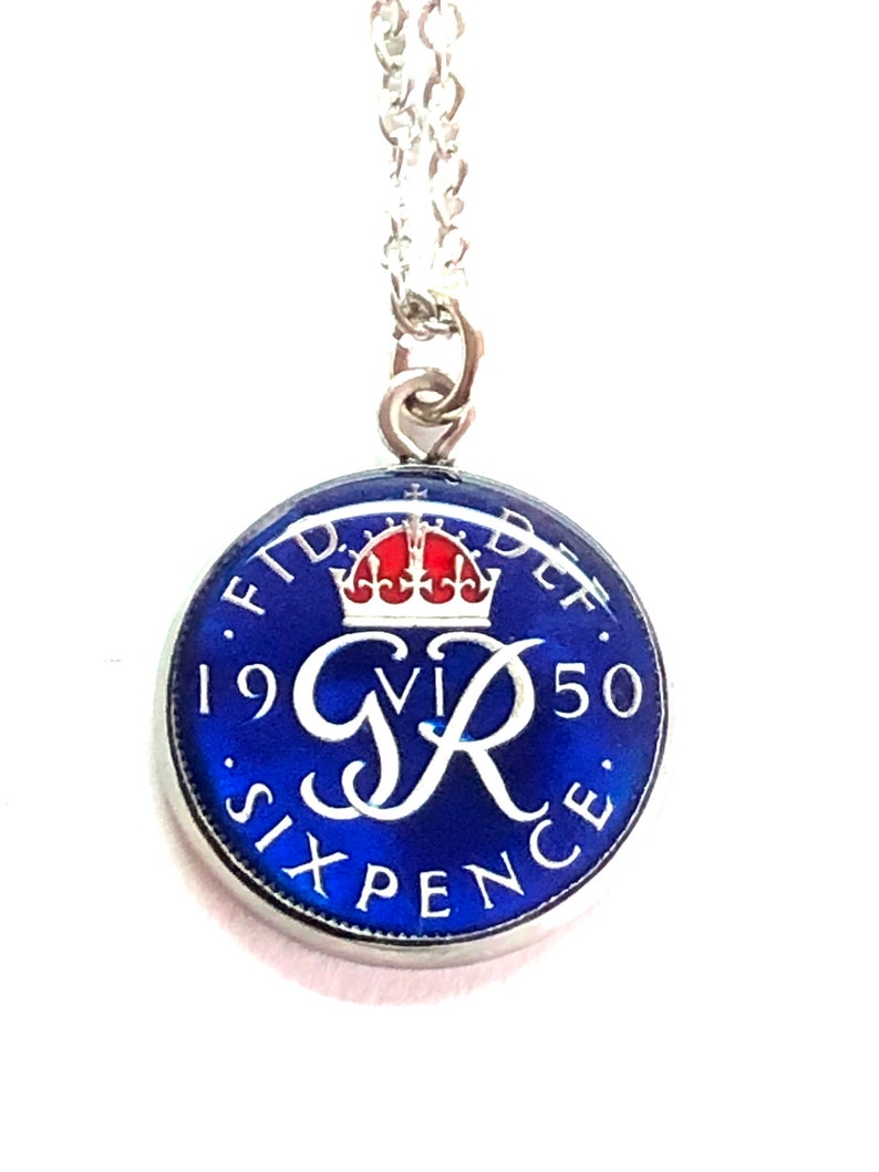 Lucky Pendant UK British Sixpence Coin 1949 1950 1951