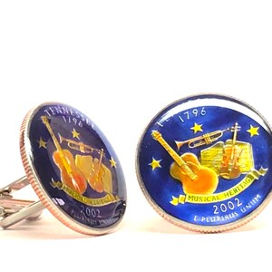 USA Quarter coin cufflinks Tennessee  State 24mm