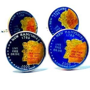 USA Quarter coin cufflinks  New Hampshire  State 24mm