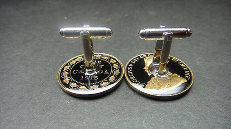 Canada British coin cufflinks George V old one cent 25mm 1911 1915 1918 1919 1920