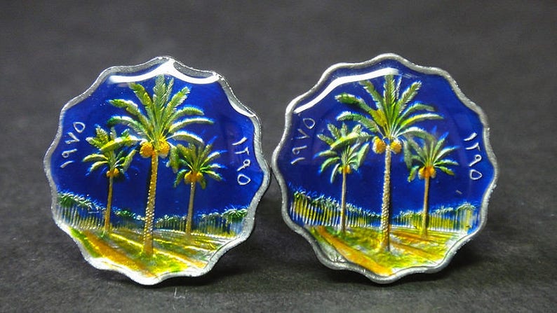 Iraq coin cufflinks date palms 23mm