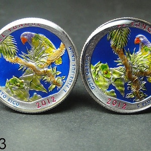 24mm USA Cufflinks America the Beautiful Quarter El Yunque National Forest Quarter located in the United States Territory of Puerto Rico woc1433 / 2 park