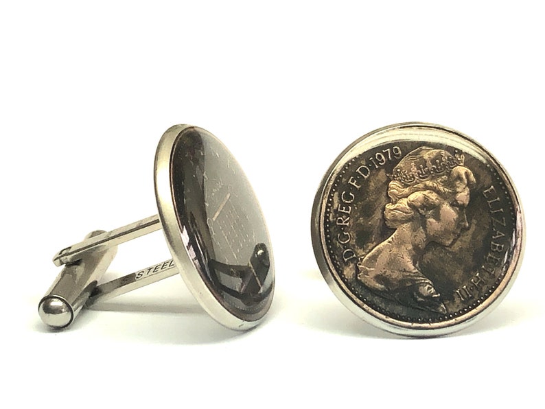 UK British coin cufflinks One New Penny 20mm 1998 1999 2000 2001 2002 2003 2004 2005 2006 2007 2008 2009 2010 2011 2012 2013 2014 2015