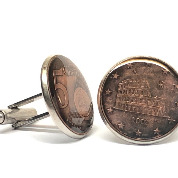 Italy  coin cufflinks the Flavius amphitheatre 5 cents 20mm Colosseum