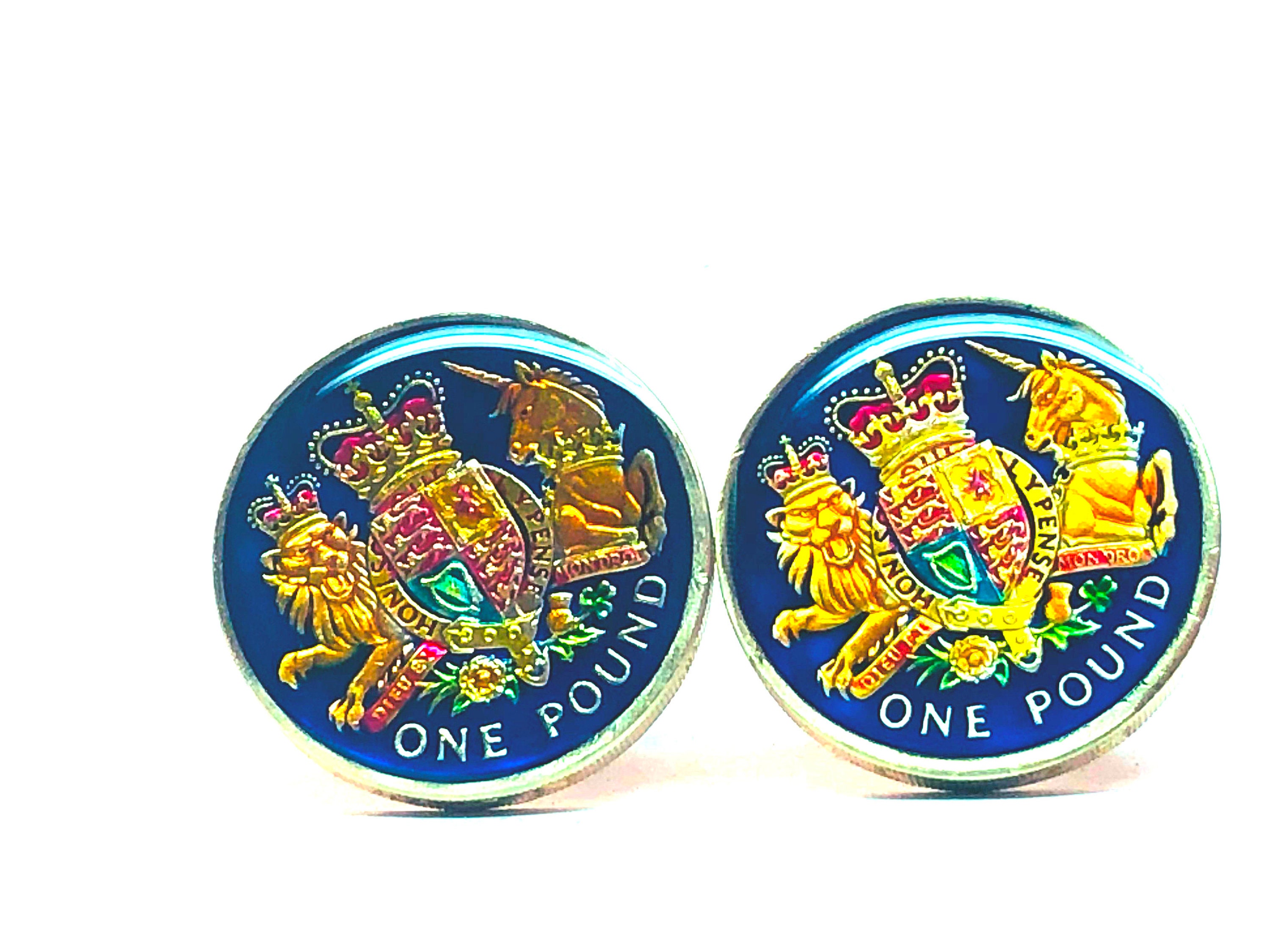 2015 UK Great British coin cufflinks pound Royal coat of arms Etsy