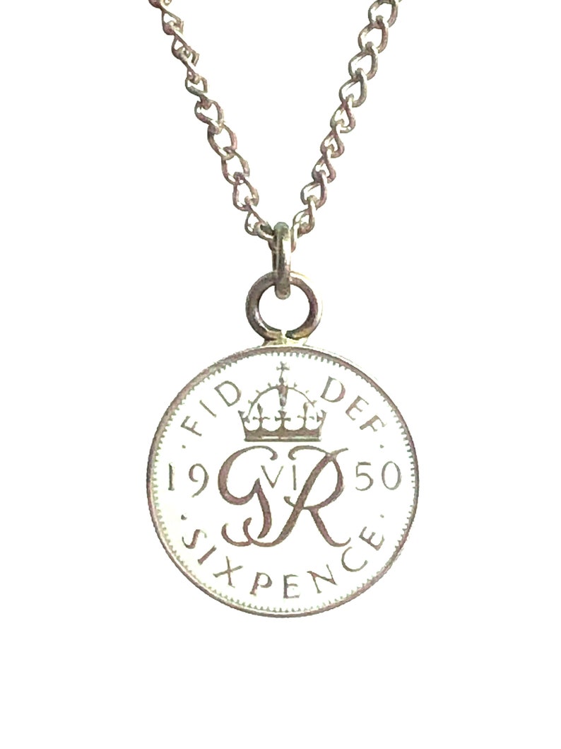 Lucky Pendant UK British Sixpence Coin 1949 1950 1951