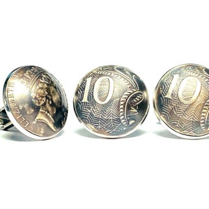 Domed Australia coin cufflinks 10 cents lyre bird 20mm.