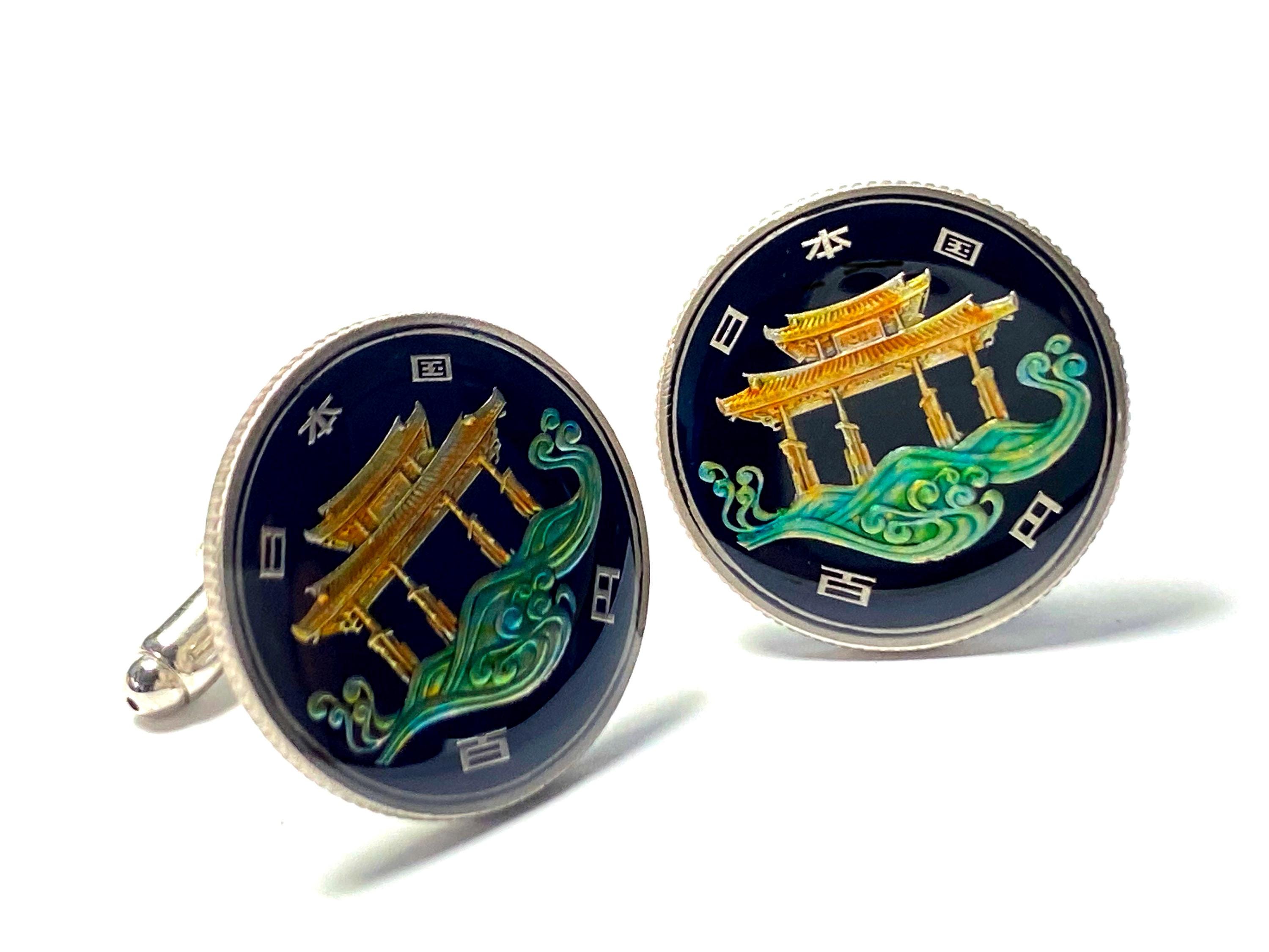 1975 Japan Coin Cufflinks , 100 Yen - Shōwa 50, Gate of