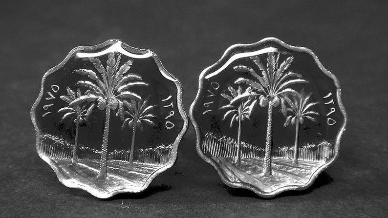 Iraq coin cufflinks date palms 23mm
