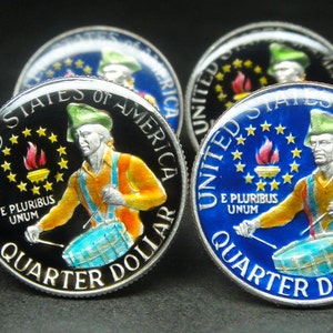 1976 USA Emaille Manschettenknöpfe Viertel Drummer Boy 24mm.