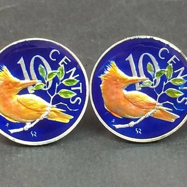 UK British Virgin Islands coin cufflinks   23mm bird  Caribbean