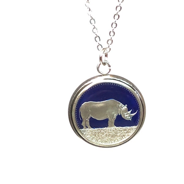 Somalia coin pendant  rhino Nashorn  20mm.