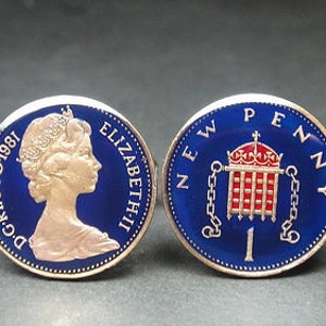 1993 One Penny Enamelled Coin Cufflinks