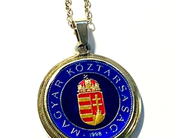 Pendant or Keychain Hungary coin , 100 Forint , The Hungarian coat of arms , 25mm.