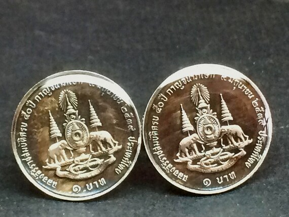 Details about   Thailand enamelled coin cufflinks 19mm.