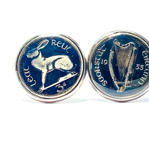 Ireland coin cufflinks 18mm hare 1928 1933 1934 1935 1940 1942 1943 1946 1948 1949 1950 1953 1956 1961 1962 1963 1964 1965 1966 1967 1968