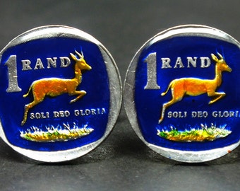 South Africa enamel coin cufflinks 1 Rand 21mm  1992 1993 1994 1995 1997 1999 2000 2007 2008 2013