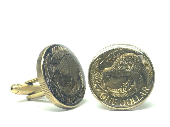 New Zealand Coin Cufflinks Kiwi Bird Dollar 23mm Etsy