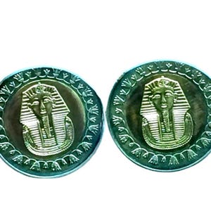 Egypt  coin cufflinks Pharaoh pound  Tutankhamun 25mm