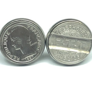 1937 France Token cufflinks ptt teléfono público 18mm.
