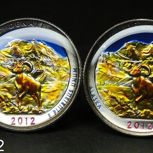24mm USA Cufflinks - America the Beautiful Quarter Denali National Park located in the state of Alaska