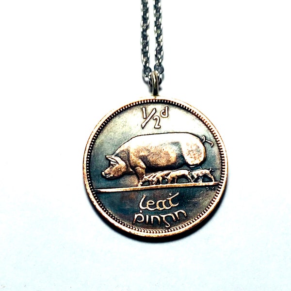 Ireland coin pendant Harp and Sow with Piglets 25mm 1928 1933 1937 1940 1941 1942 1943 1946 1949 1953 1964 1965 1966 1967