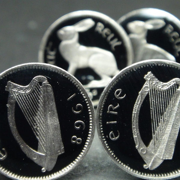 Ireland coin cufflinks hare harp 18mm  1928 1933 1934 1935 1940 1942 1943 1946 1948 1949 1950 1953 1956 1961 1962 1963 1964 1965 1967 1968