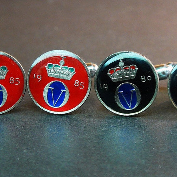 Norway coin cufflinks  10 ORE  15mm  1974 1975 1976 1977 1978 1979 1980 1981 1982 1983 1984 1985 1986 1987 1988 1989 1990 1991