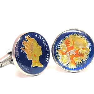 Australia enameled coin cufflinks 5 cents  Spiny Anteater  1994 1995 1996 1997 1998 1999 2000 2001 2002 2003 2004 2005 2006 2007 2008 2009
