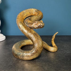 Gold Resin Snake Ornament – Striking Coiled Serpent Figurine