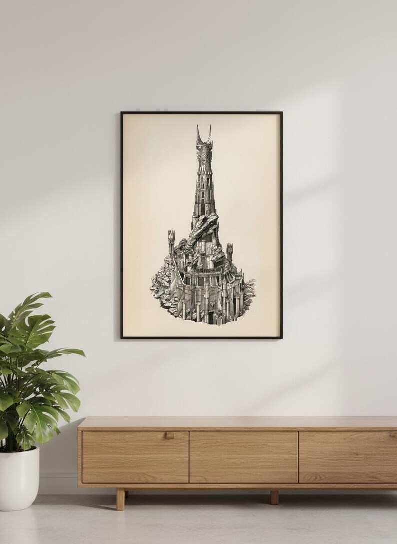 Lord of the Rings Barad-dur Tower Blueprint Poster – Dark Fantasy Wall ...