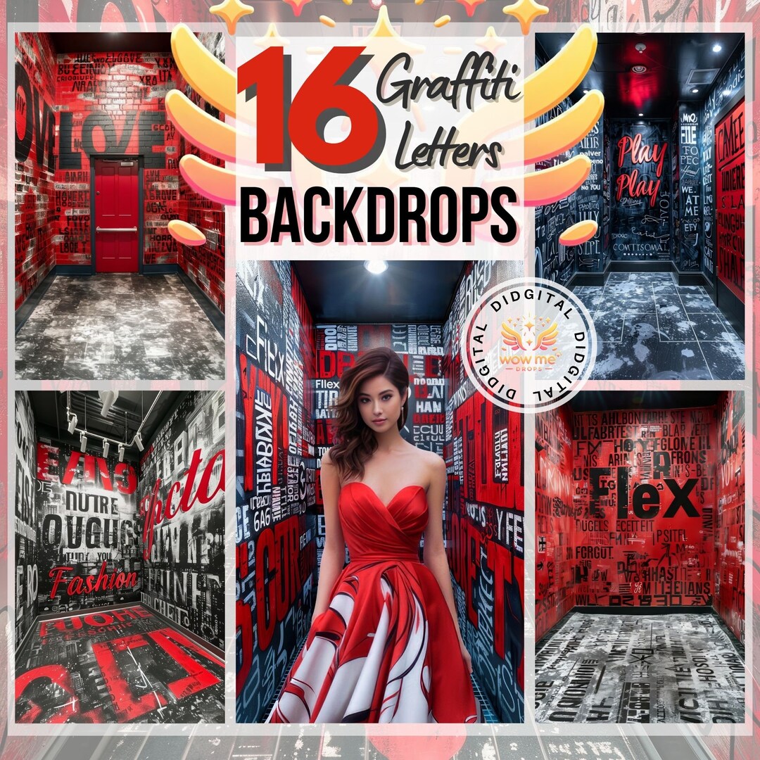 Custom Letters For Backdrop Graffiti Letters Digital Backdrops: Grunge Fashion Photography (JPG) - Etsy