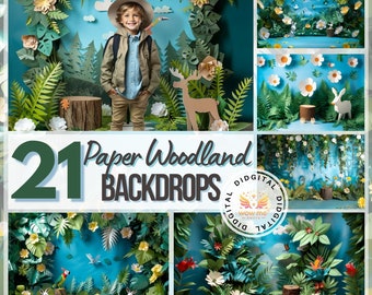 Whimsical Woodland Digital Backdrops: Kids Photography Overlays (300 DPI)