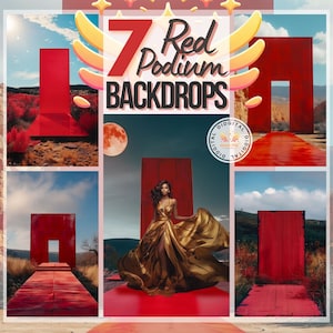Red Podium Photography Backdrops: Fine Art Texture Overlays (Digital Download)