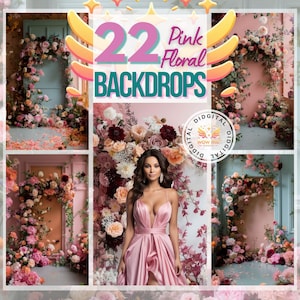 Floral Arch Digital Backdrops for Photoshop, Elegant Studio Backdrop Overlays, Fine Art Textures, Maternity Flower Backgrounds